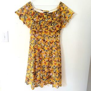 Alex Marie Yellow Floral Cottagecore Boho Dress